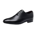 thumbnail image 2 of Tawop Dress Shoes for Men Faux Leather Casual Comfy Fashion Lace Up Hollow Oxfords Black Size:5.5, 2 of 9