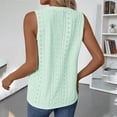 thumbnail image 5 of Wang6 Womens Plus Size Tank Tops Causal Sleeveless Pleated T Shirts Summer Solid Loose Fit Hollow Tops Light Green XXL, 5 of 5