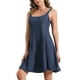 thumbnail image 4 of VESTIDO DE MEZCLILLA PARA MUJER INSPIRE CHIC, ESCOTE CUADRADO, A-LINE, CASUAL, MINI DRESS TALLA S AZUL OSCURO, 4 of 6
