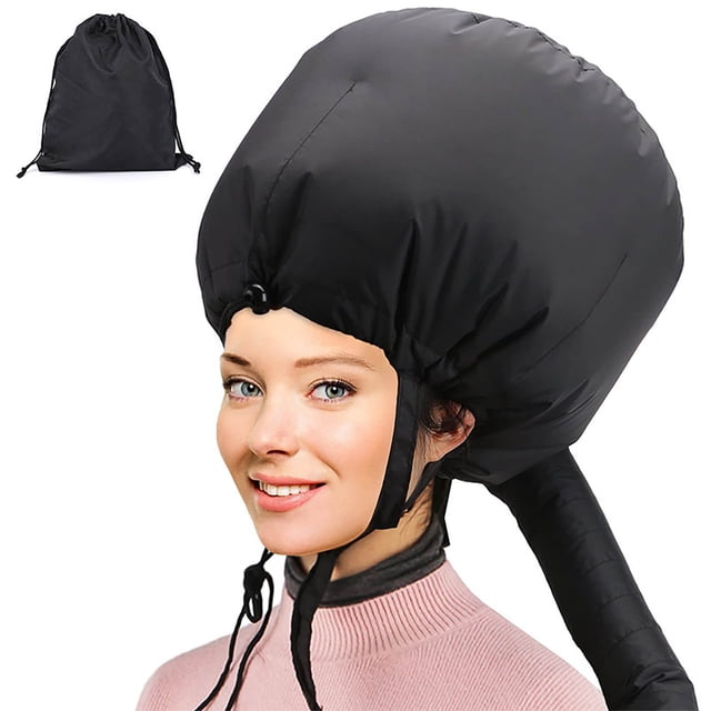 Bonnet Hood Hair Dryer Attachment Hair Dryer Bonnet With Elastic Strap Used For Hair Styling Deep Conditioning And Hair Drying (Black),Black Polyester Hair Care Net