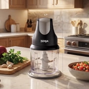 Ninja Food Chopper 2-Cup, One-Touch Pulse, Splash Guard & Storage Lid, Compact Kitchen, NJ100 Gray