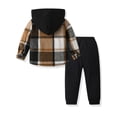 thumbnail image 2 of WIBACKER Boys Casual Sets Toddler Plaid Outfits Flannel Hooded Shirts + Sweatpants Kids Spring Fall Clothes Set, 2 of 7