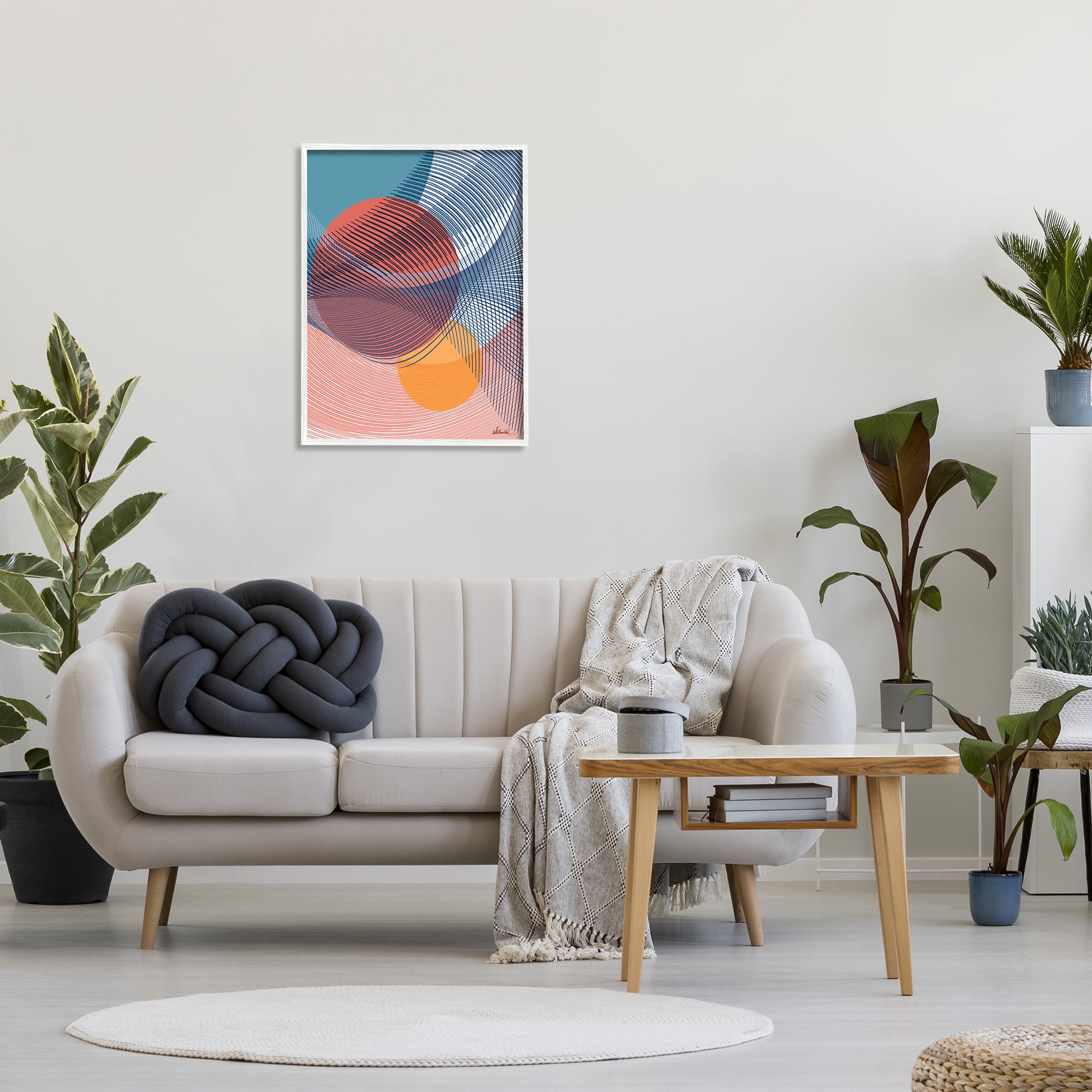 Stupell Industries Patterned Circular Shapes Abstract Painting White Framed Art Print Wall Art, 24 x 30