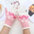 thumbnail image 2 of Clearance! Lisingtool Women Can Enable Screen Gloves Warm Stretch Knitted Gloves Mittens Winter Keep Warm Knitting Christmas Snowflakes Printing Golves Students Outdoor Riding Hiking Mittens, 2 of 5