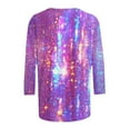 thumbnail image 5 of ShiShine Christmas Shirts for Women 3/4 Sleeve Tunic Tops Glitter Xmas Print Tshirt Crewneck Pullover Blouses Tees, 5 of 5