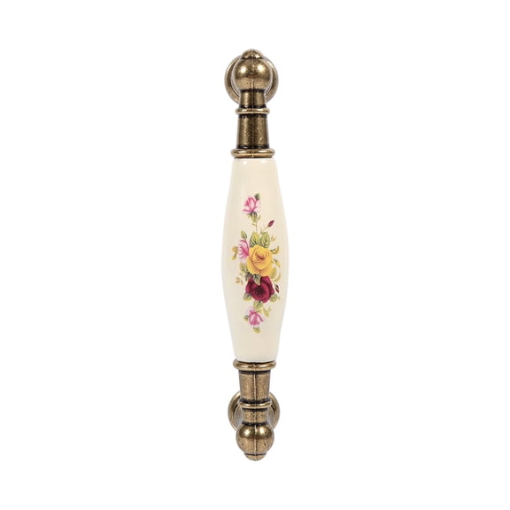 M Buder Vintage Floral Ceramic Door Handles Cabinet Cupboard Drawer Wardrobe Knobs Pulls Zinc Alloy Decorative Furniture Hardware with Screws Universal Fit 5-Inch Hole Spacing 1#