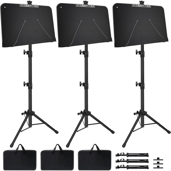 Sheet Music Stand, 1/2/3 Pack Adjustable Music Stand for Sheet Music, Music Sheet Stand Portable Folding with Carry bag for Guitar, Ukulele, Violin Players(Standard Version, 3 Pack)
