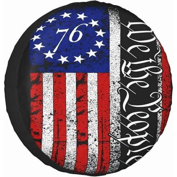 Vintage America American Flag Spare Tire Cover Weatherproof Wheel Protectors Dust-Proof Sun Protection Wheel Tire Covers Universal Fit for Truck SUV RV Camper Trailer Car Accessories