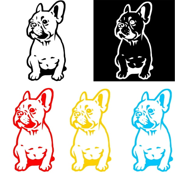 Walbest White Black French Bulldog Dog/Pet Vinyl Decal Car Window Wall Sticker Laptop Decal (Black)