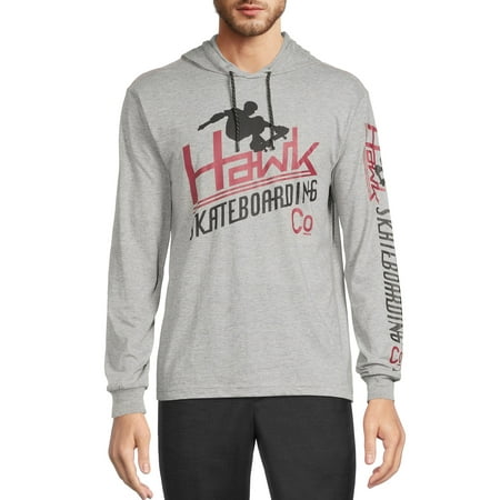 Tony Hawk Men's Hawk Skateboarding Graphic Tee Hoodie with Long Sleeves, Sizes S-XL