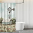 thumbnail image 6 of Farmhouse Shower Curtain, Rustic Shower Curtain, Retro Windmill Farm Western Barn Shower Curtain Set Waterproof Bath Curtain Bathroom Decor with 12 Hooks, 72x72 inches, 6 of 6