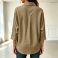 thumbnail image 4 of Button Down Shirt Collared 3/4 Sleeve Flowy Business Casual Shirts Dressy Work Travel Blouses, 4 of 5