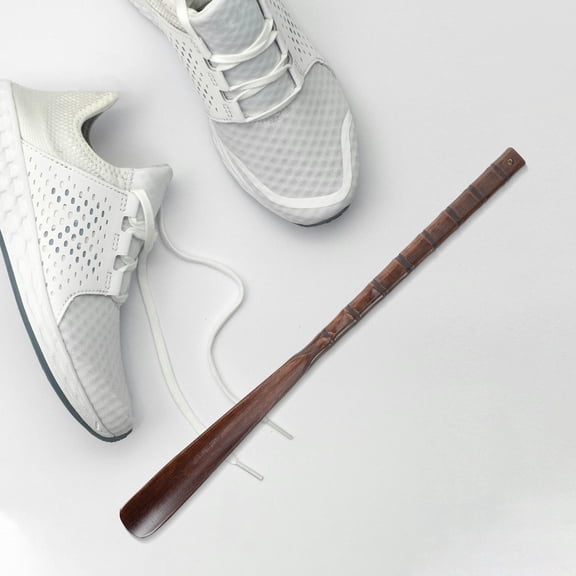 ELAYARD Long Handle Shoehorn Plastic Brown 1 Pair Shoe Helper Tool for Aged Users