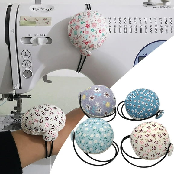 Frogued Pin Cushion Multi-functional Non-Slip Flower Pattern Compact Size Pin Cushion Holder Sewing Tool (A)