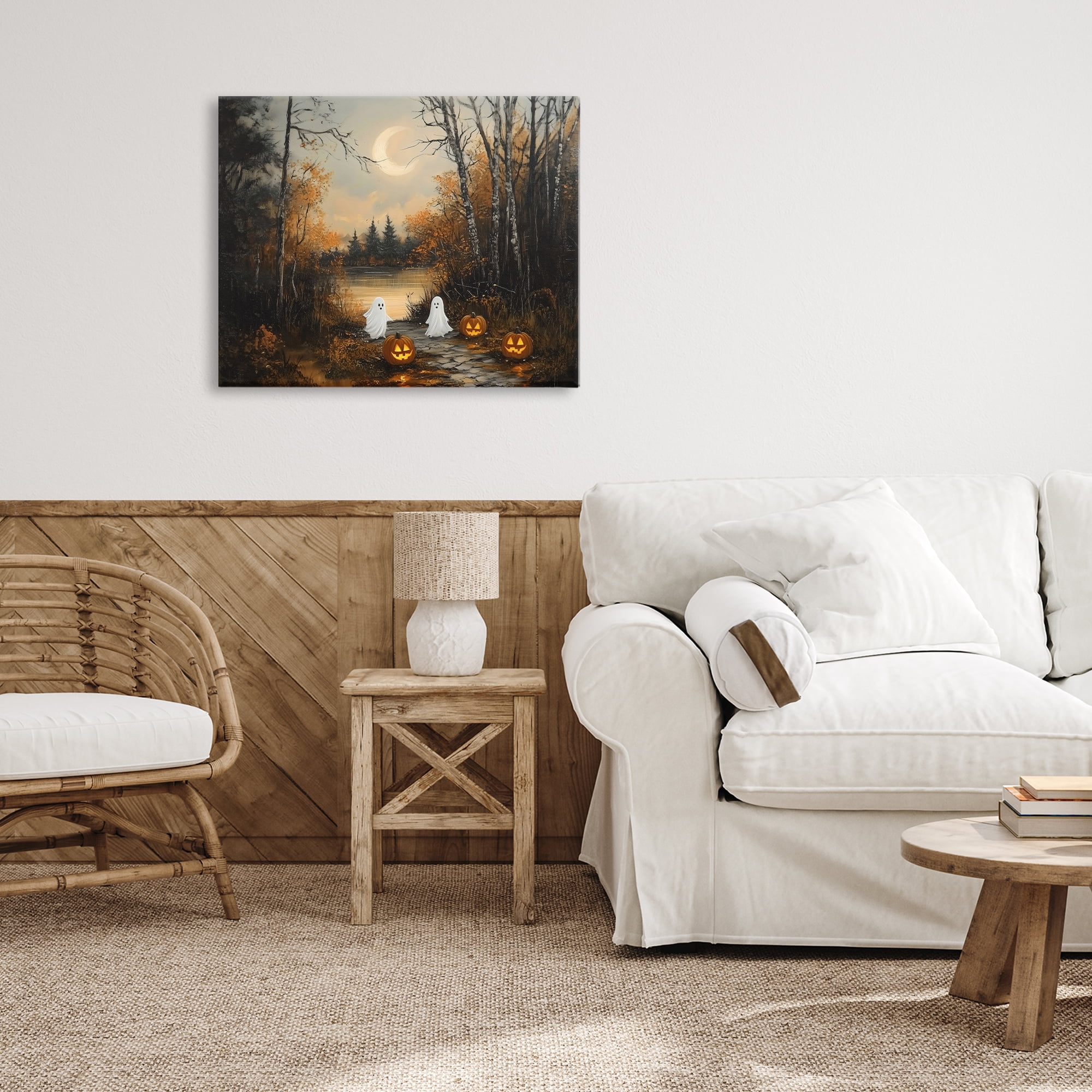 Autumn Ghosts at Lake Canvas Wall Art, design by Arlington Prints