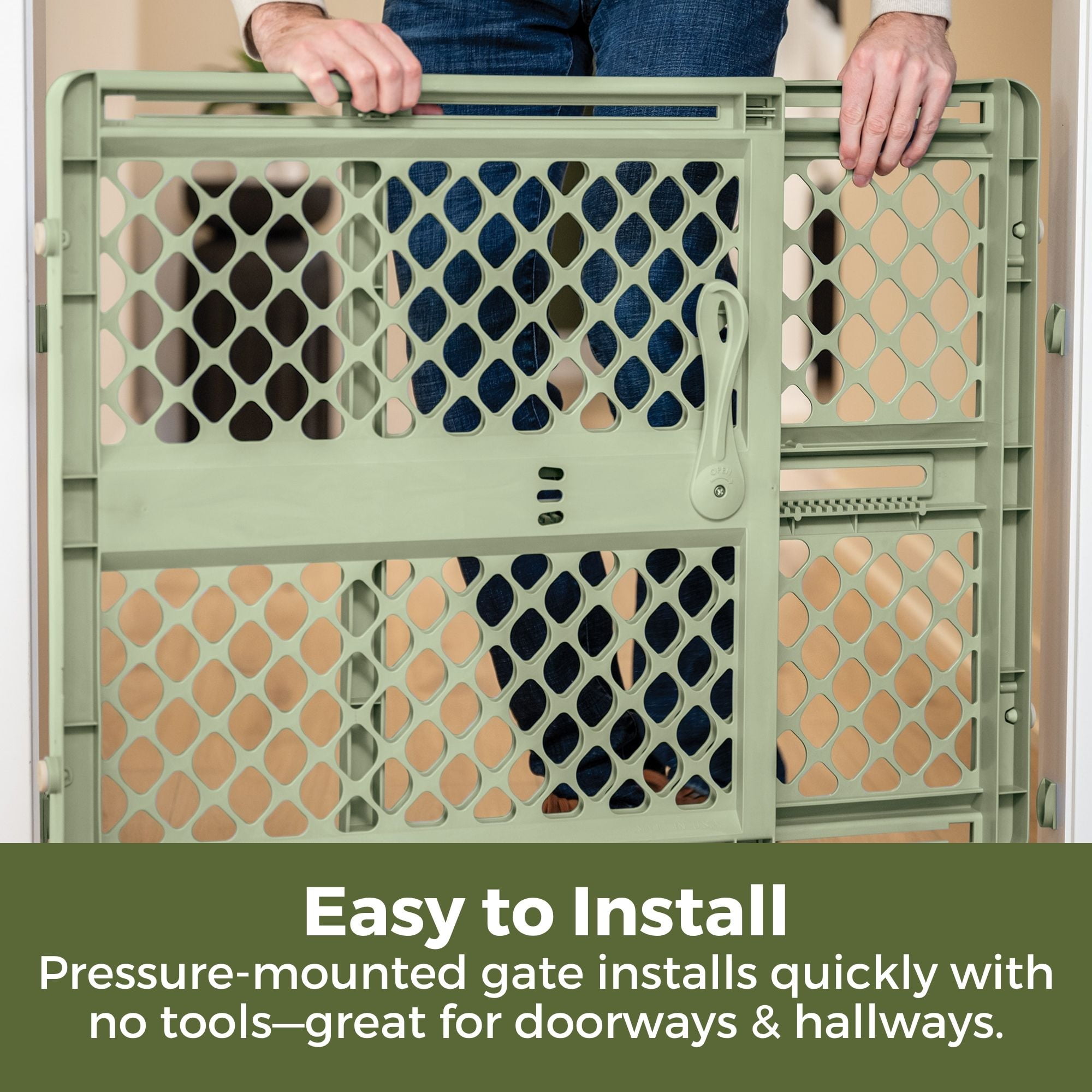 Toddleroo by North States Renew 100% Recycled Plastic Gate for Babies and Toddlers, Green