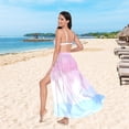 thumbnail image 6 of FORMRS Womens Long Sarong Beach Wrap Semi-Sheer Bikini Skirt Bathing Swimsuit Cover Up, Light Pink Stripes, 6 of 7