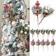 thumbnail image 2 of 5 piezas de flores artificiales de frutos rojos de Navidad, ramas de piña, adornos para árbol de Navidad, embalaje de regalo, corona de bricolaje para el hogar, 2 of 5