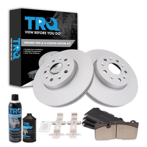 TRQ Front Ceramic Brake Pad & Rotor Kit Fits 2016-2019 Cadillac CTS BKA27509