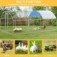 thumbnail image 4 of Dextrus 190 Sq.Ft Large Metal Chicken Coop, Walk-in Poultry Cage Chicken Run with Waterproof and Anti-Ultraviolet Cover,Dome Roof Poultry Cage ,Silver, 4 of 5