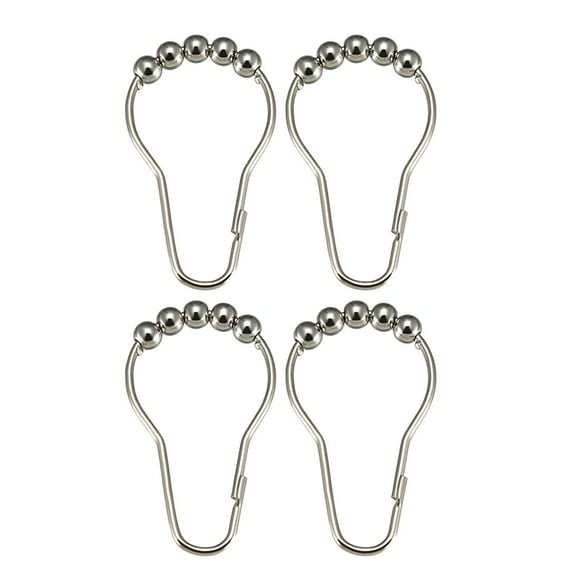 Unique Bargains Shower Curtain Ring Hooks for Bathroom Shower Rod Curtains Liners Iron Ball 4Pcs