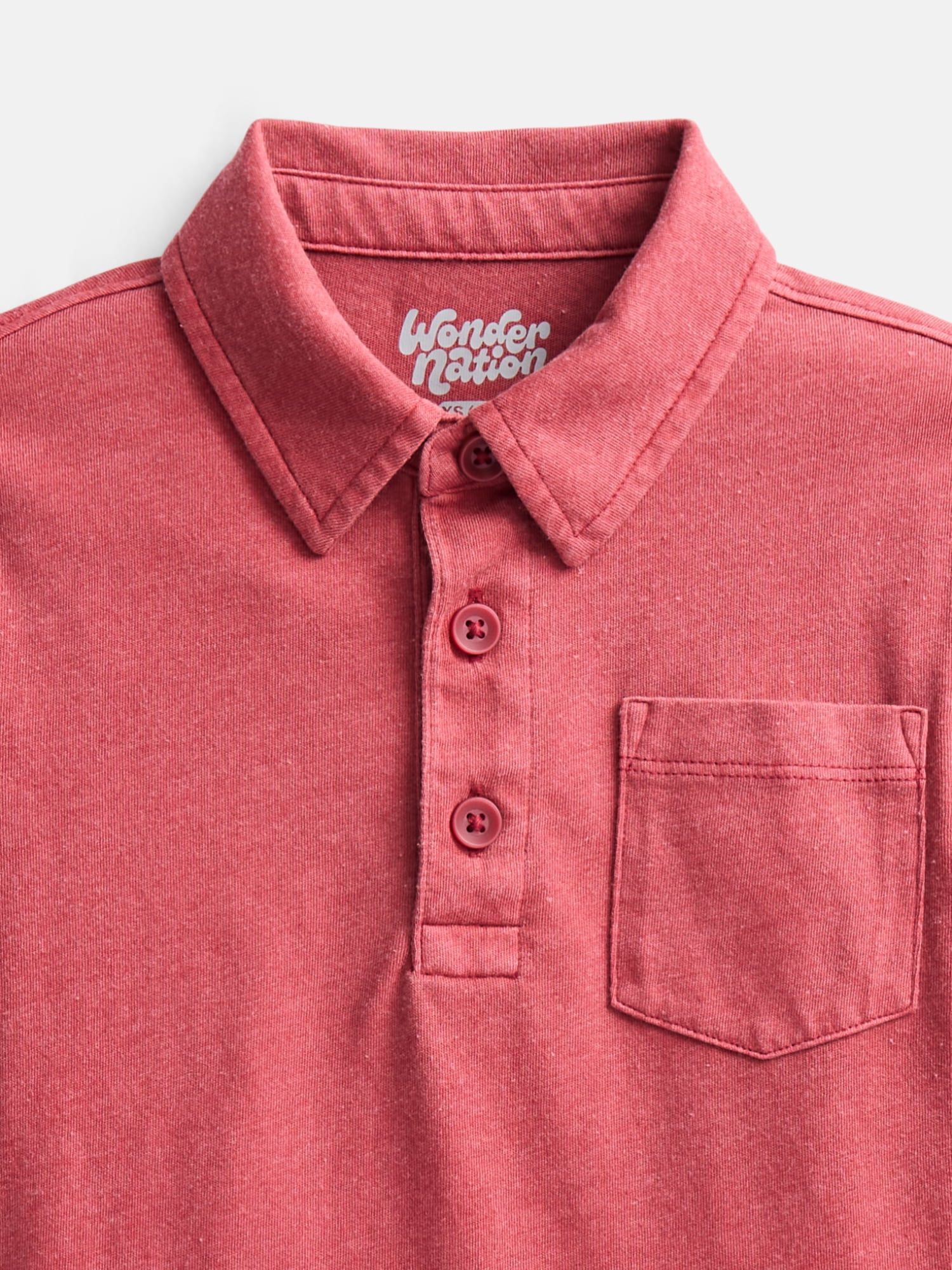 Wonder Nation Boys' Garment Dye Polo Shirt, Sizes XS-XXL & Husky