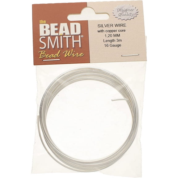 The Beadsmith Silver Plated Copper German Bead Wire Craft Wire 16 Gauge/1.2mm (3 Meters / 9.8 Feet)