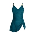 thumbnail image 4 of Women's One Piece Bikini Swimsuit Deep V Cross Side Tie Bow Back Sexy with Removable Bra Pads No Underwire for Beach Vacation,Dark Blue,S, 4 of 5