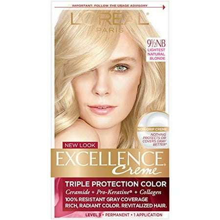 LOreal Paris Excellence Creme Permanent Hair Color, Lightest Natural Blonde, 100 percent Gray Coverage Hair Dye, Pack of 1 | Walmart Canada LOreal Paris Excellence Creme Permanent Hair Color, Lightest Natural Blonde, 100 percent Gray Coverage Hair Dye, Pack of 1 | Walmart Canada