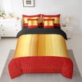 thumbnail image 2 of Castle Fairy Female Men Adults Minimalist Wide Stripes Twin Bedding Sets 7-Piece,Mid Century Red Golden Bedding Comforter Set Microfiber,Geometric Polka Dots Breathable Sheet Sets, 2 of 8
