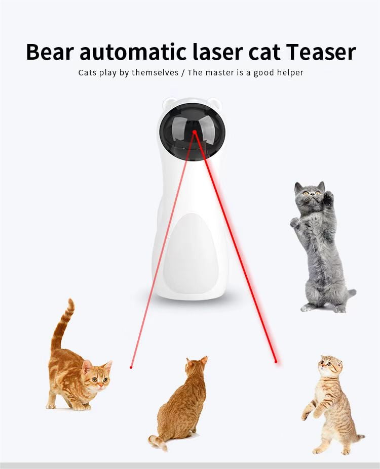 Bear Automatic Laser Cat Toy with Automatic Laser, White Bear Shape