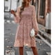 thumbnail image 3 of Vestido suelto de cuello redondo, vestido de manga larga, vestido casual elegante para mujer, vestido estampado para mujer, el mejor en su clase, 3 of 9