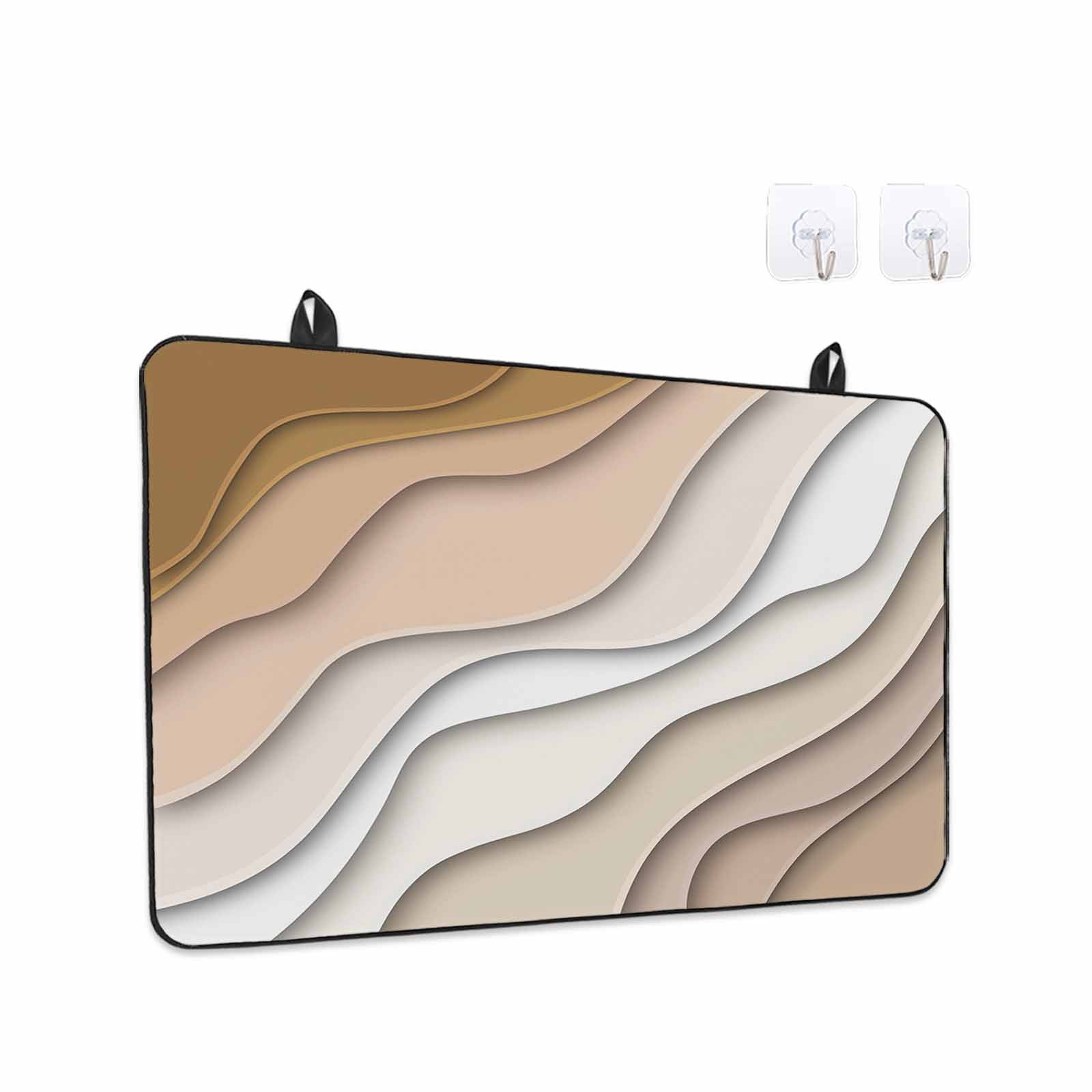Beige Ombre Stove Top Cover for Electric Stove, Heat-proof & Non Slip Glass Top Stove Cover Protector, Modern Geometric Abstract Aesthetic Cream Kitchen Flat Cooktop Rubber Mat 24x21 Inches