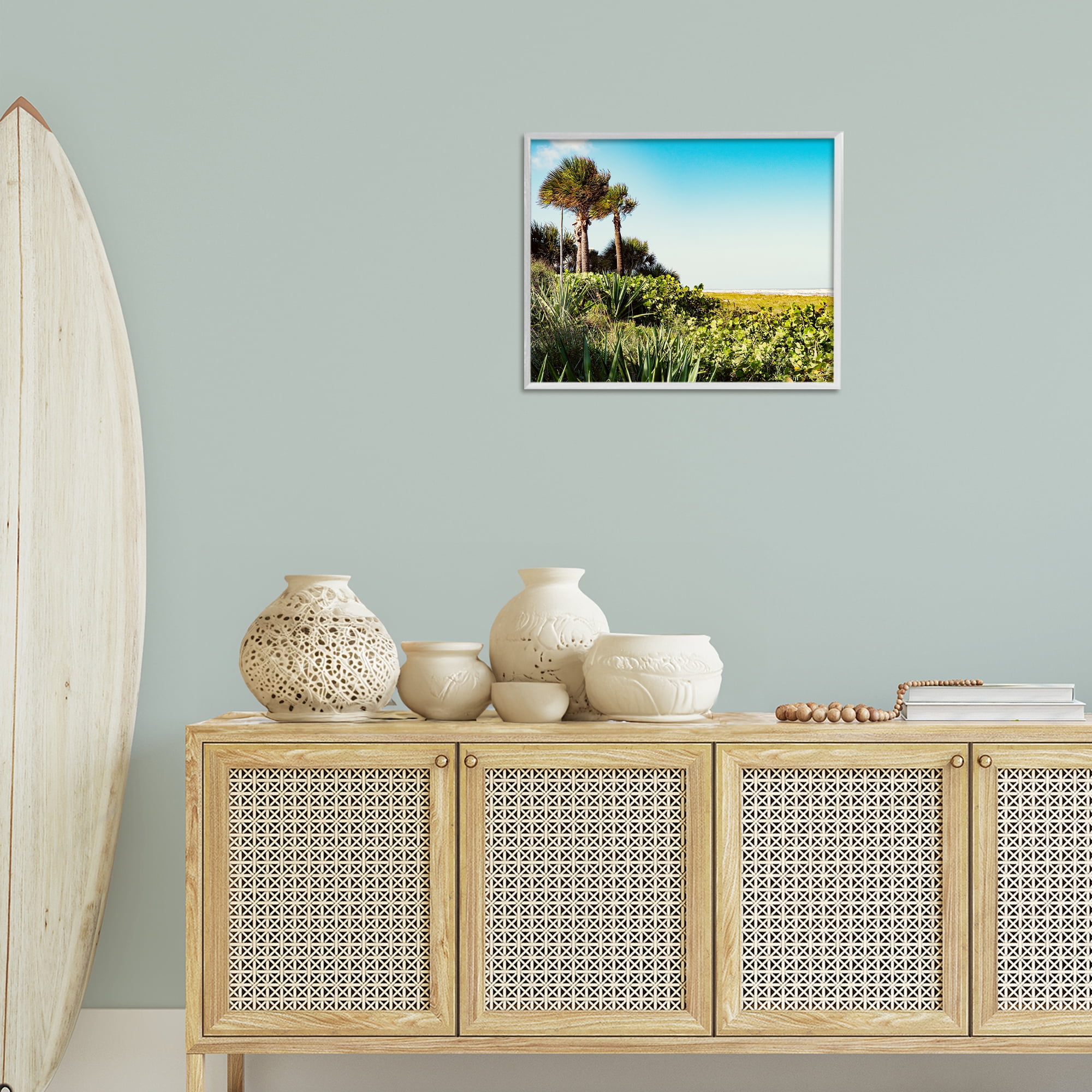 Stupell Industries Lush Tropical Shoreline Landscape Photography White Framed Art Print Wall Art, 20 x 16