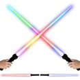 thumbnail image 1 of Paquete de 2 espadas de sable de luz YUANXCMXG 7 colores Sonido LED Doble filo Regalo de niños, 1 of 5