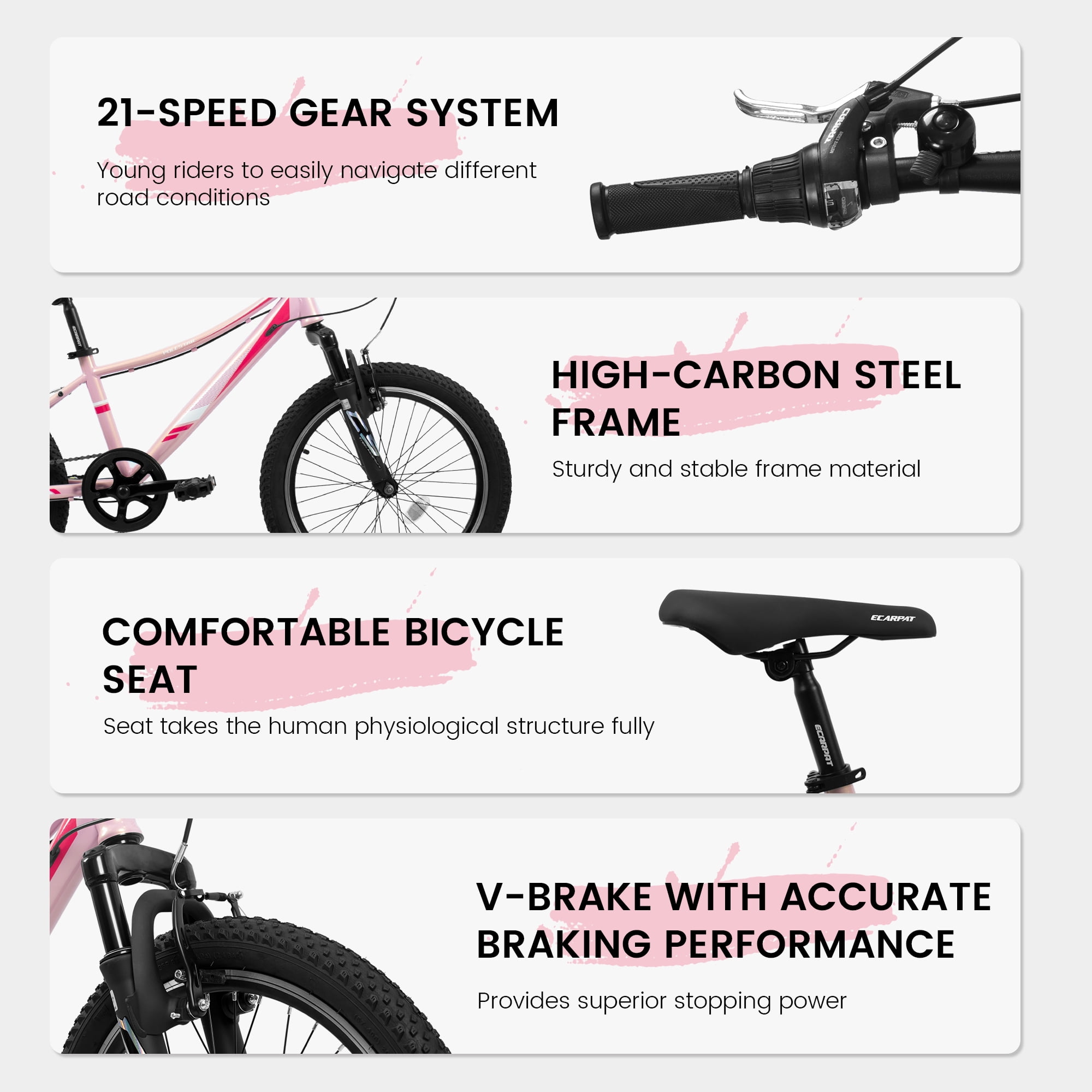 Ambifirner 20-Inch  Mountain Bike with Front Suspension & 21-Speed Gear System – Steel Frame, V-Brakes, 20x2.125 Mountain Tires for  Outdoor Adventures