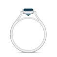 thumbnail image 3 of Natural Emerald Cut London Blue Topaz Halo Engagement Ring with Moissanite in White Gold Plated/ 925 Sterling Silver| December Birthstone, Wedding Jewelry, Ring Size 7, 3 of 4