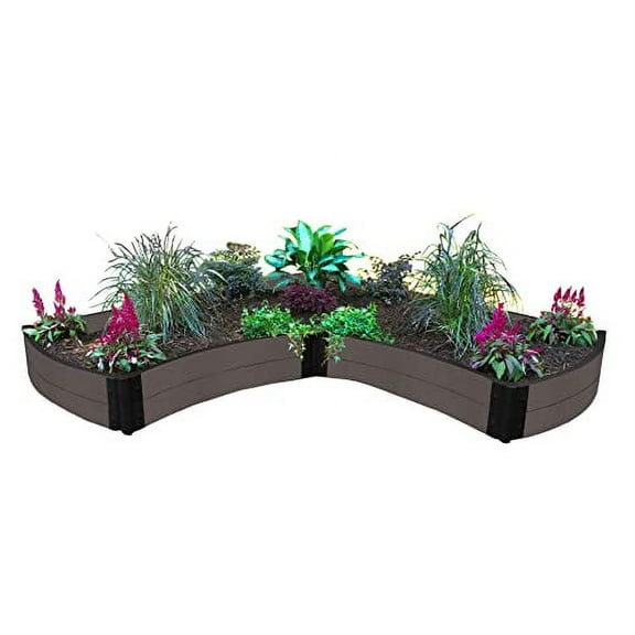 WEATHERED WOOD 'OK CORRAL' - 8' X 8' X 11" CURVED CORNER RAISED GARDEN BED - 1" PROFILE