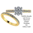 thumbnail image 3 of Central Diamond Center Lab CVD Diamond 7.5mm Cluster Center Wedding Set 10kt Yellow Gold Size 7, 3 of 7