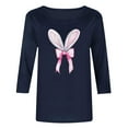 thumbnail image 6 of Fartey Happy Easter Shirts for Women Trendy Cute Bunny Graphic Tees Slim Fit 3/4 Sleeve Crew Neck Tunic Tops Plus Size Spring Summer Holiday T Shirts Navy S-5XL, 6 of 6