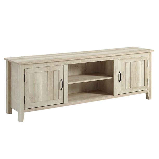 70 inch Farmhouse TV Console with Side Doors White Oak