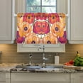 thumbnail image 2 of Yayeee Kitchen Curtains Tier Pair Light Filtering 27"x36" Rod Pocket Short Cafe Window Panel, Orange Hand Drawn Floral, 2 of 7
