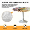 thumbnail image 2 of Elastic Fitted Round Tablecloth, Spring Dog Waterproof Stretch Table Cover for 45"-54" Tables, Retro Watercolor Botanical Floral Sunflower Washable Outdoor Tablecloths for Patio, Picnic, Camping, 2 of 9