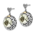 thumbnail image 2 of Sterling Silver w/14k Polished & Antiqued Green Quartz Post Dangle Earrings 14k/Silver Two-Tone Earrings, 2 of 2
