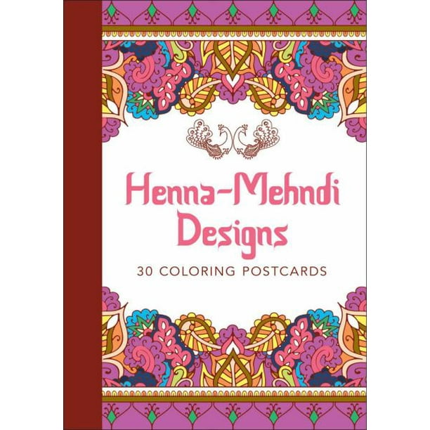 Henna-Mehndi Dessins: 30 Cartes Postales à Colorier