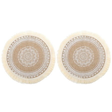 

ifundom 2Pcs Tassel Placemats Nordic Style Placemats Round Desktop Placemats Cotton and Linen Mats