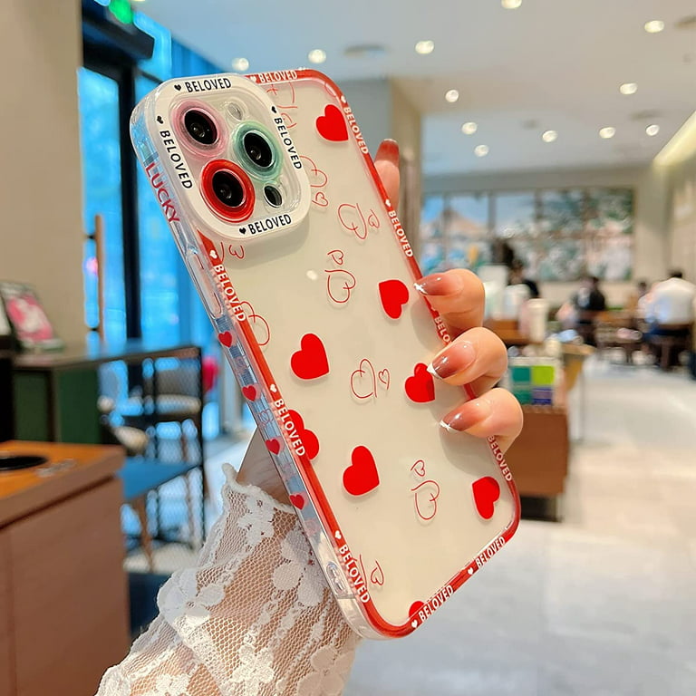 Love Heart Clear Phone Case For Iphone 13 Pro Max 6.7 Inches 5G Cute Side  Small Pattern Compatible For Women Girls Soft Silicone Shockproof Cover  Bumper 