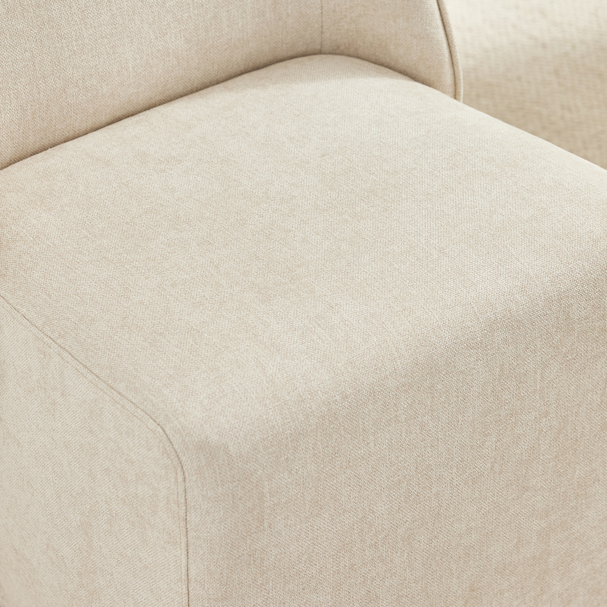 Spruce & Spring Rolling Upholstered Dining Chair with Smooth Hidden Casters Set of 2, Linen
