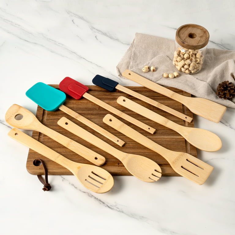 Mainstays 100% Natural Bamboo Tool and Gadgets 9 Pieces Utensil Set for  Cooking