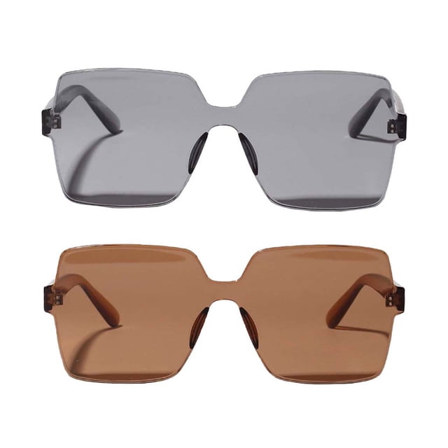 2 Piezas de Gafas de Sol de Una Pieza de Gran Tamaño para Mujer, Gafas de Sol Sin Montura, Fiesta Zulema Gafas de sol clásicas sin montura